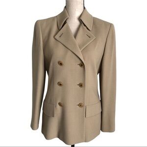 Mondi Tan Twill Double Breasted Vintage 80s Blazer Jacket Size 36